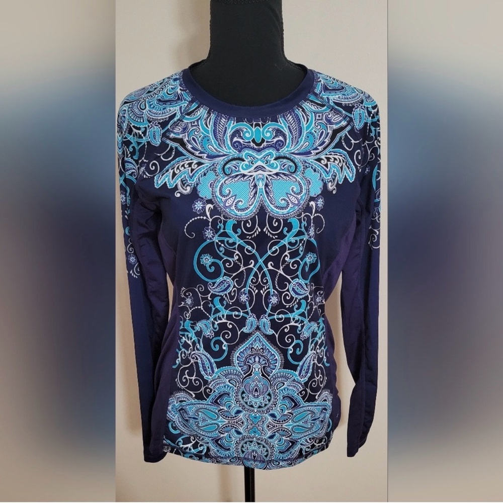 Athleta Blue and Purple Patterned Women's Top